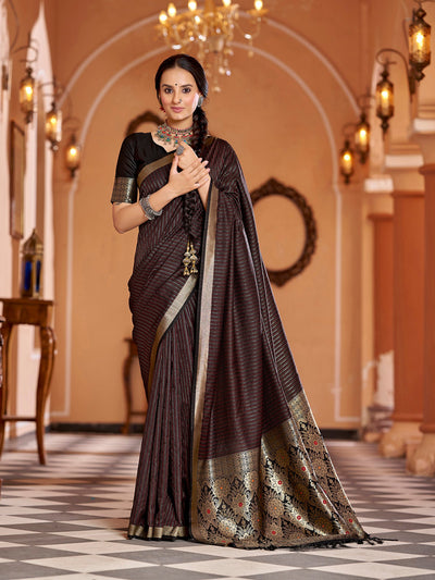 Black Soft Silk Kanjivaram Saree with Zari Jacquard Work – Elegant Designer Traditional Wear