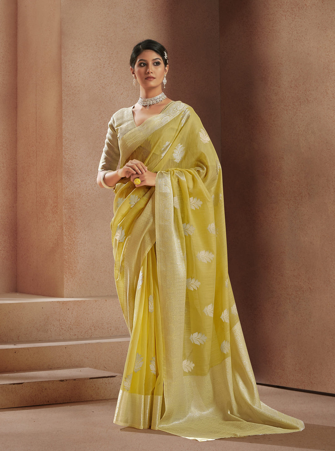 Bluelea silky jacquard blouse イエロー　レモン Bluelea silky jacquard blouse イエロー レモン